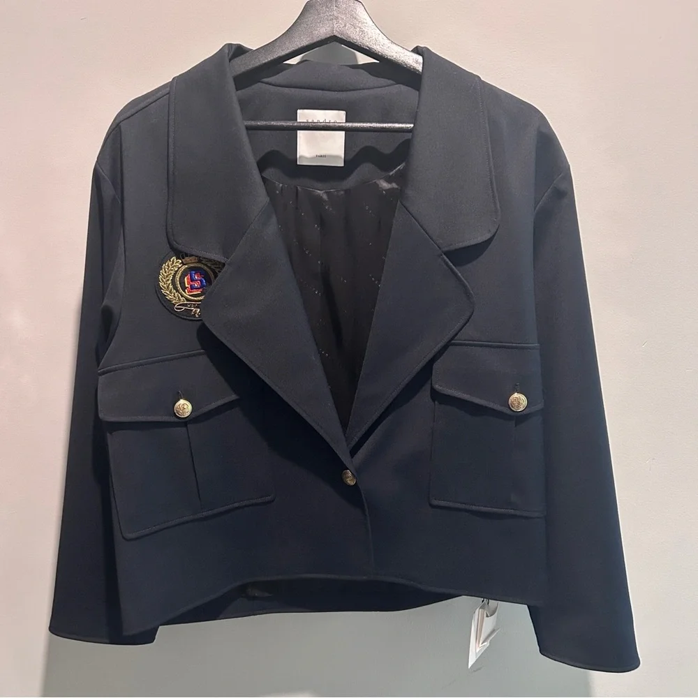 Sandro cropped Military Navy Blazer - Picture 10 of 10
